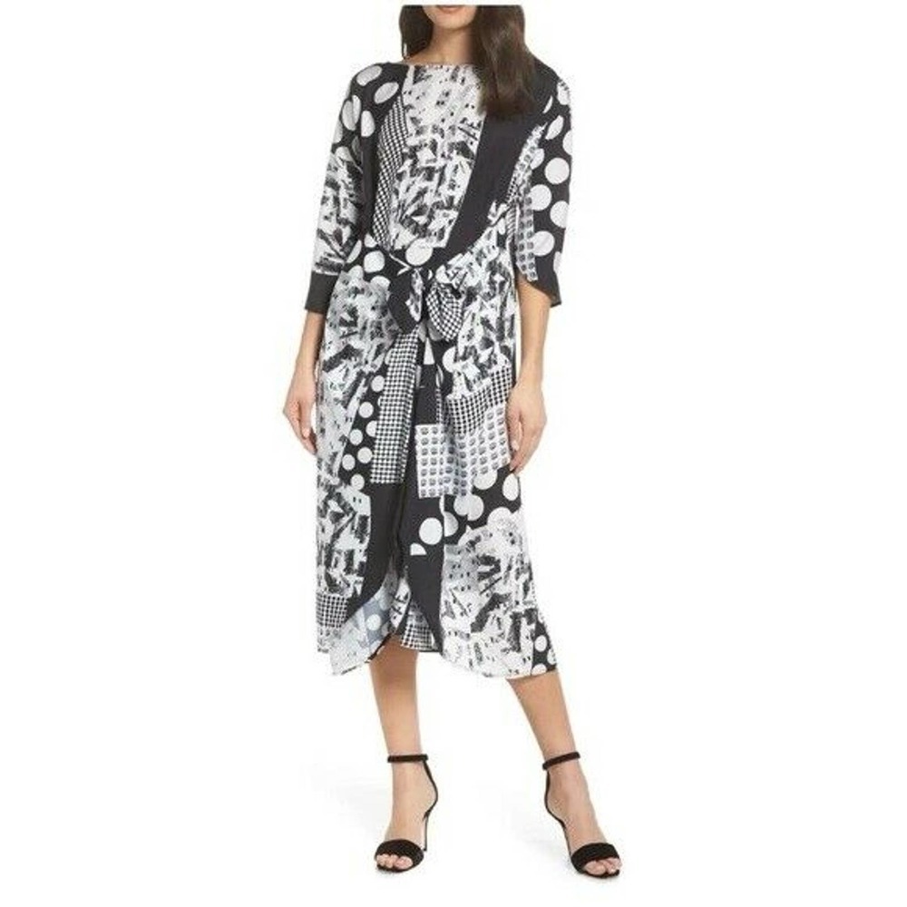 CAARA Krefeld Scarf Print Midi Dress NWT